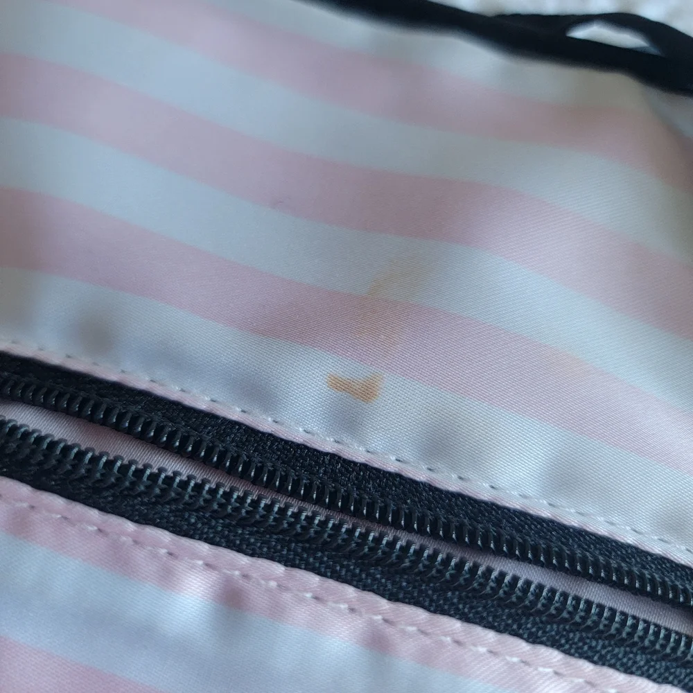 Victoria's Secret Jewelry Roll Travel Bag Black/VS Pink Stripes/Gold